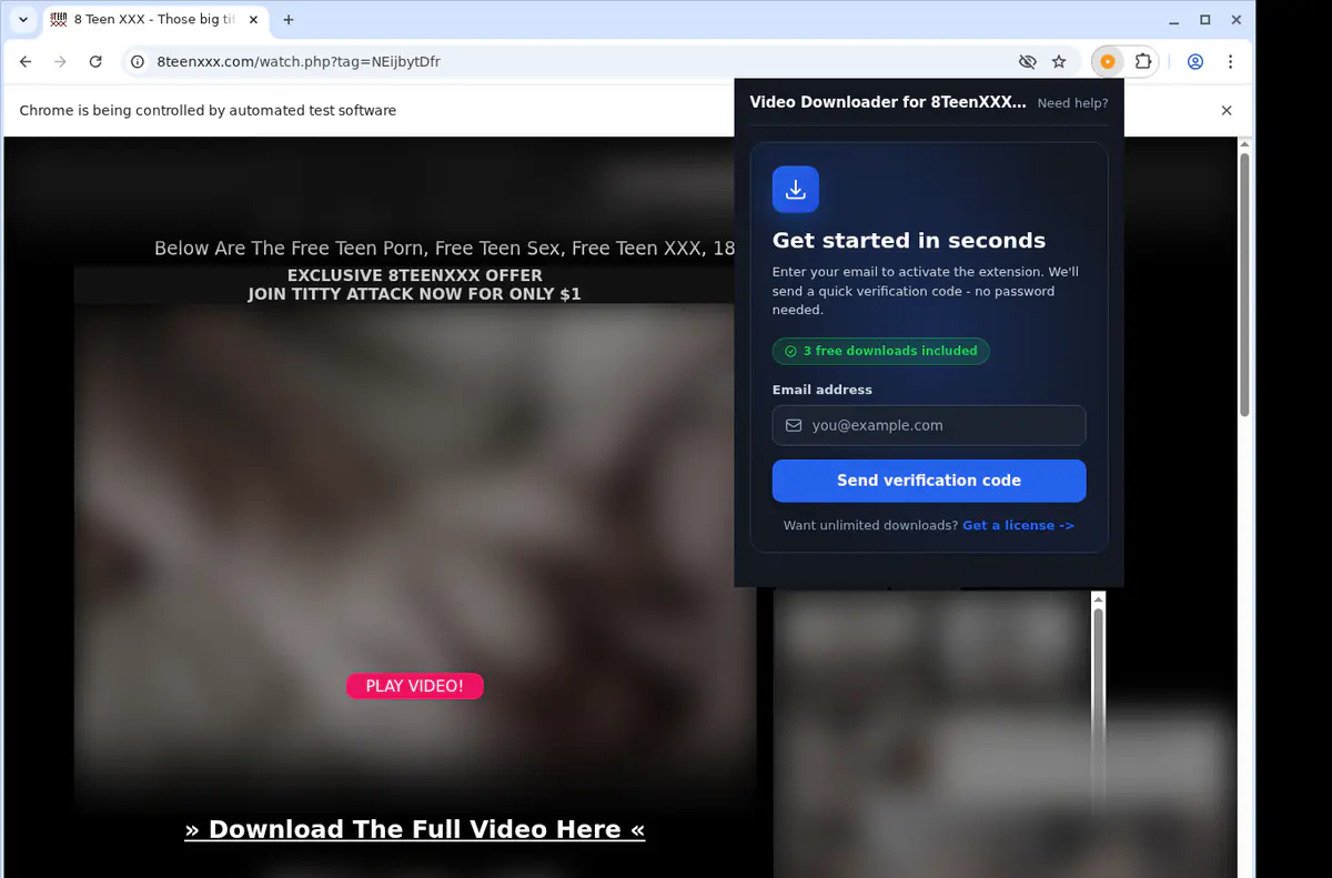 8teenxxx18 Video Downloader browser extension screenshot 4